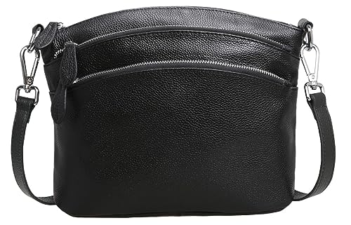 Leather Crossbody Bags Shoulder Handbags Satchel Purse in Black
