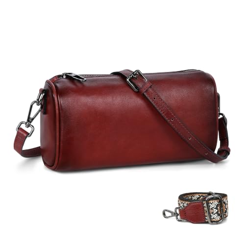 Genuine Leather Crossbody Purses Hobo Shoulder Bag Wine in Wine