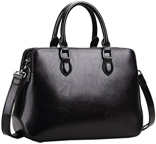 Leather Purses and Handbags Tote Shoulder Bags in Black