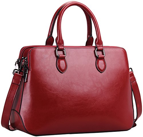 Leather Purses and Handbags Tote Shoulder Bags in Wine