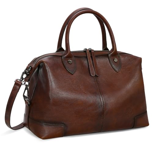 Genuine Leather Satchel Tote Bags Large Doctor Purses Coff in Coffee